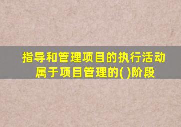指导和管理项目的执行活动属于项目管理的( )阶段